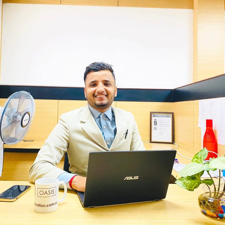 Abishek Kapri at the Oasis Education office
